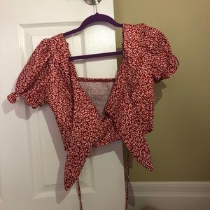 Cropped tie up tshirt